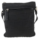 FENDI Zucca Canvas Shoulder Bag Black Silver Auth 166831-13