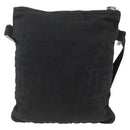 FENDI Zucca Canvas Shoulder Bag Black Silver Auth 166831-2