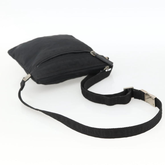 FENDI Zucca Canvas Shoulder Bag Black Silver Auth 166831