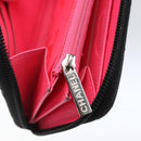 CHANEL Cambon Line Wallet Leather Black Silver CC Auth 166835-20