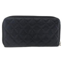 CHANEL Cambon Line Wallet Leather Black Silver CC Auth 166835-2