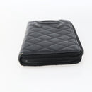 CHANEL Cambon Line Wallet Leather Black Silver CC Auth 166835-4