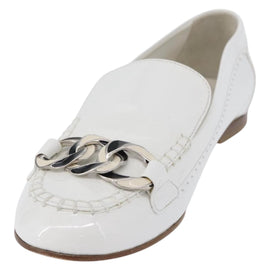 CHANEL Loafers Patent leather 39 C White CC Auth 166838M - 0