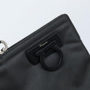 Salvatore Ferragamo Gancini Hand Bag Nylon 2way Black Silver Auth 166849-16