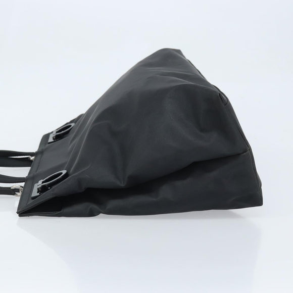 Salvatore Ferragamo Gancini Hand Bag Nylon 2way Black Silver Auth 166849