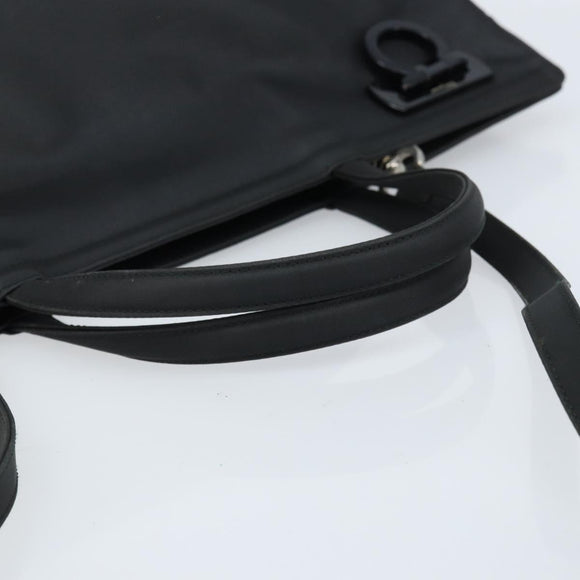 Salvatore Ferragamo Gancini Hand Bag Nylon 2way Black Silver Auth 166849