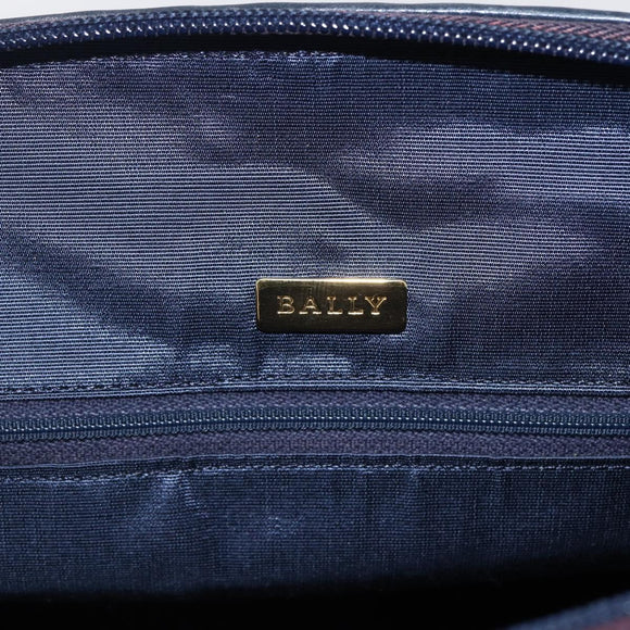 BALLY Hand Bag Leather Black Gold Auth 166850