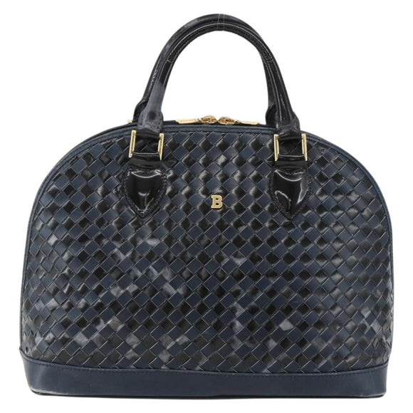 BALLY Hand Bag Leather Black Gold Auth 166850