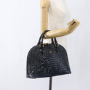 BALLY Hand Bag Leather Black Gold Auth 166850-21