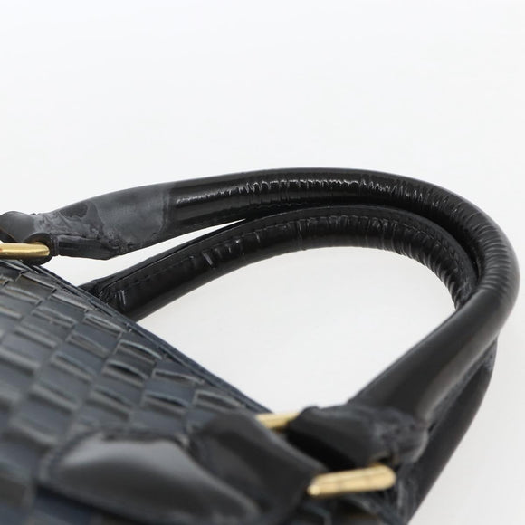 BALLY Hand Bag Leather Black Gold Auth 166850