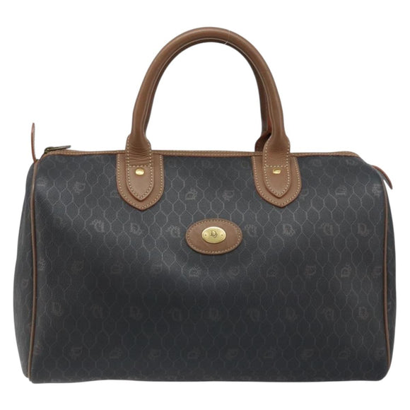 Christian Dior Honingraat Canvas Handtas PVC Zwart Goud Authentic 166851