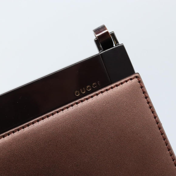GUCCI Shoulder Bag Leather Metallic brown 004 0406 0498 Auth 166852
