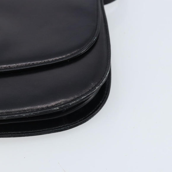 CELINE Shoulder Bag Leather Black Gold Auth 166854