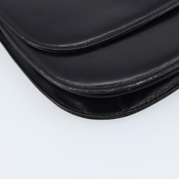 CELINE Shoulder Bag Leather Black Gold Auth 166854
