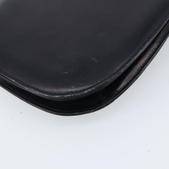 CELINE Shoulder Bag Leather Black Gold Auth 166854