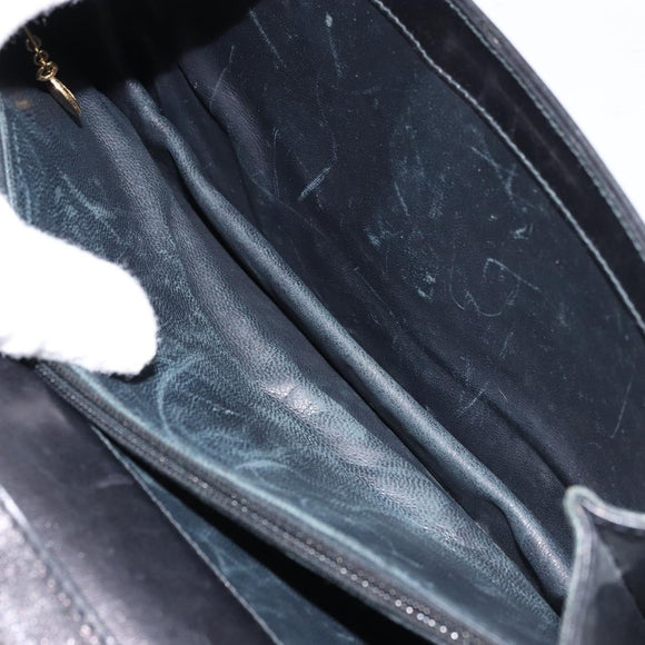 CELINE Shoulder Bag Leather Black Gold Auth 166854
