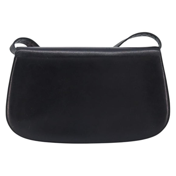 CELINE Shoulder Bag Leather Black Gold Auth 166854