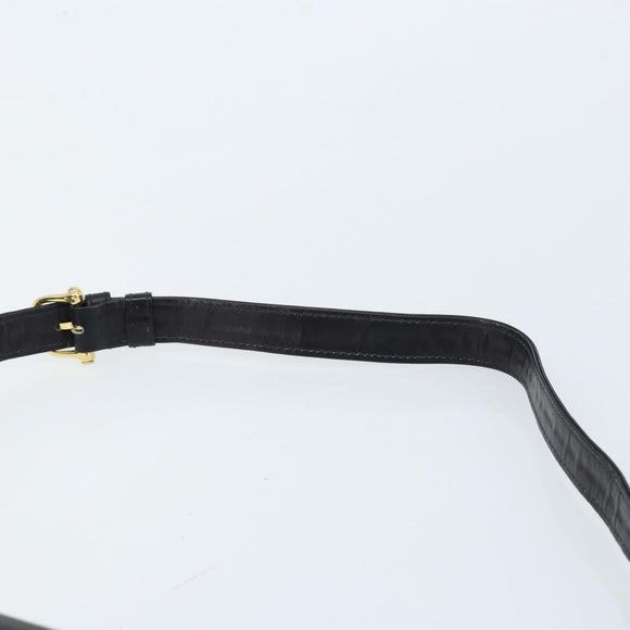 CELINE Shoulder Bag Leather Black Gold Auth 166854
