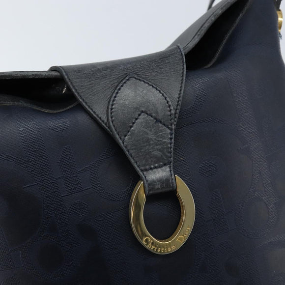 Christian Dior Shoulder Bag PVC Black Gold Auth 166855