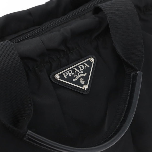 PRADA Hand Bag Nylon 2way Black Silver Auth 166856