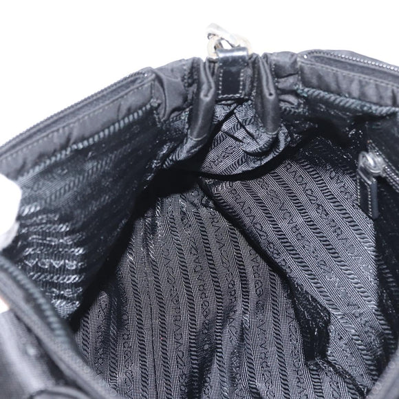 PRADA Hand Bag Nylon 2way Black Silver Auth 166856