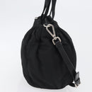 PRADA Hand Bag Nylon 2way Black Silver Auth 166856-4