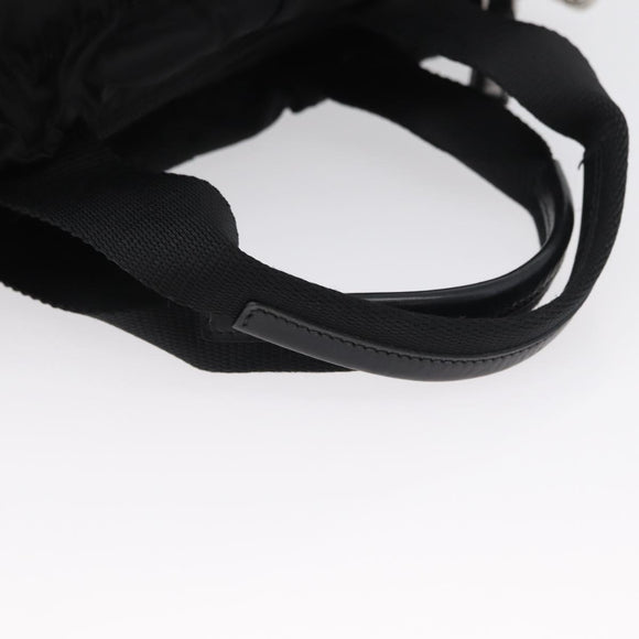 PRADA Hand Bag Nylon 2way Black Silver Auth 166856