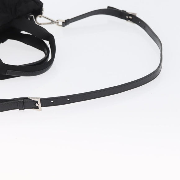 PRADA Hand Bag Nylon 2way Black Silver Auth 166856