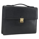 SAINT LAURENT Hand Bag Leather Black Gold Auth 166857-1