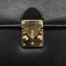 SAINT LAURENT Hand Bag Leather Black Gold Auth 166857-10