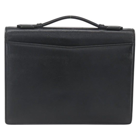 SAINT LAURENT Hand Bag Leather Black Gold Auth 166857
