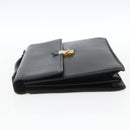 SAINT LAURENT Hand Bag Leather Black Gold Auth 166857-3