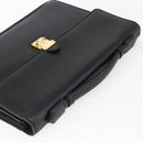 SAINT LAURENT Hand Bag Leather Black Gold Auth 166857-6