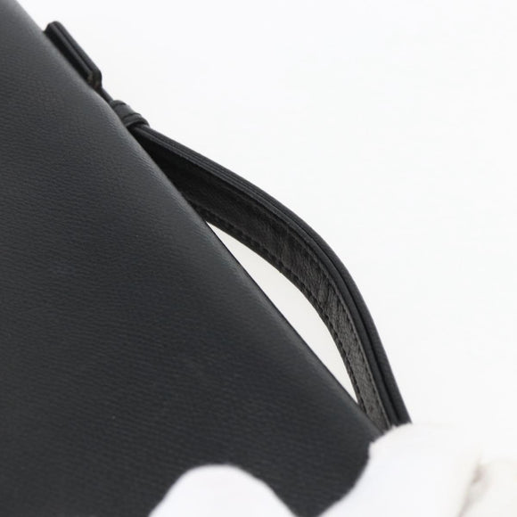SAINT LAURENT Hand Bag Leather Black Gold Auth 166857