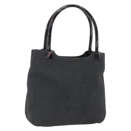 PRADA Hand Bag Suede Black Silver Auth 166861