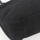 PRADA Hand Bag Suede Black Silver Auth 166861-14