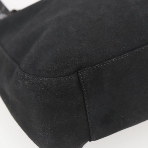 PRADA Hand Bag Suede Black Silver Auth 166861
