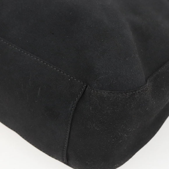 PRADA Hand Bag Suede Black Silver Auth 166861