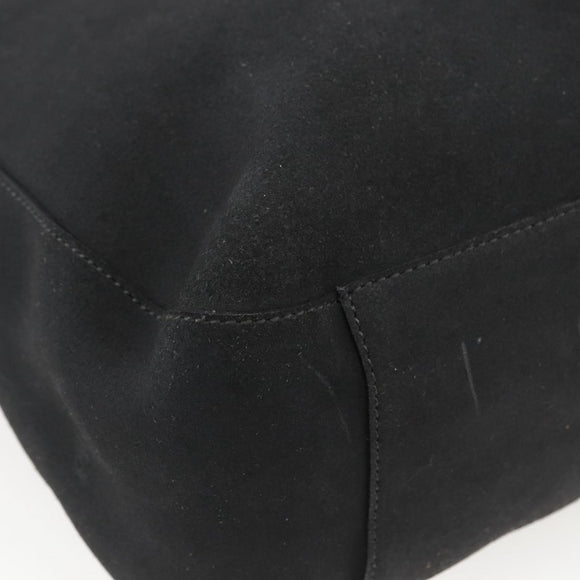 PRADA Hand Bag Suede Black Silver Auth 166861