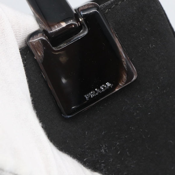 PRADA Hand Bag Suede Black Silver Auth 166861