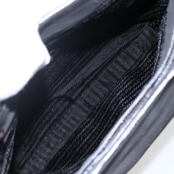 PRADA Hand Bag Suede Black Silver Auth 166861