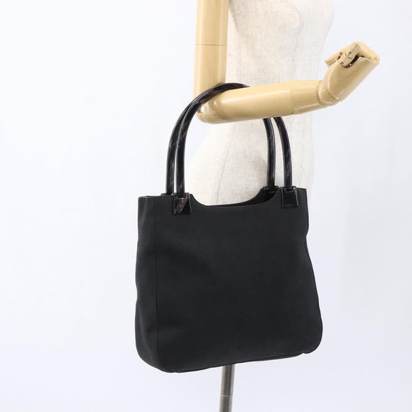 PRADA Hand Bag Suede Black Silver Auth 166861