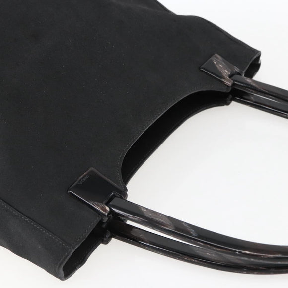 PRADA Hand Bag Suede Black Silver Auth 166861