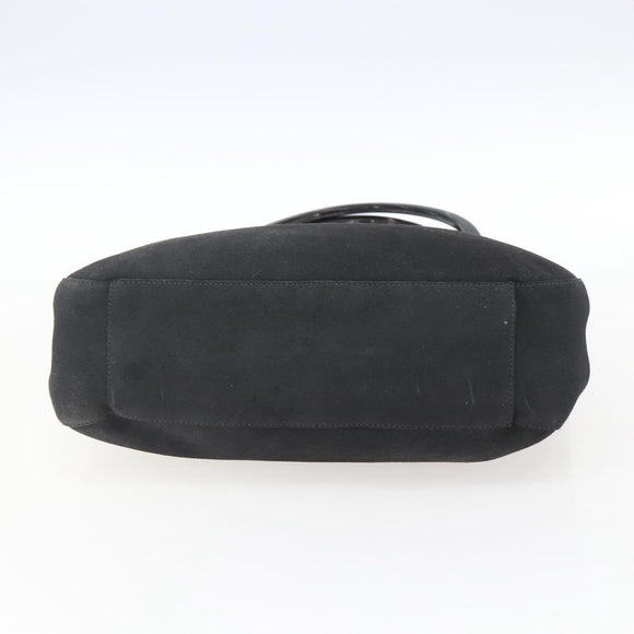 PRADA Hand Bag Suede Black Silver Auth 166861