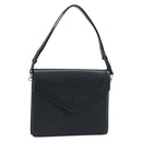 SAINT LAURENT Hand Bag Leather Black Auth 166862-1