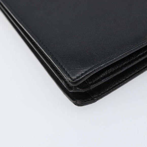 SAINT LAURENT Hand Bag Leather Black Auth 166862