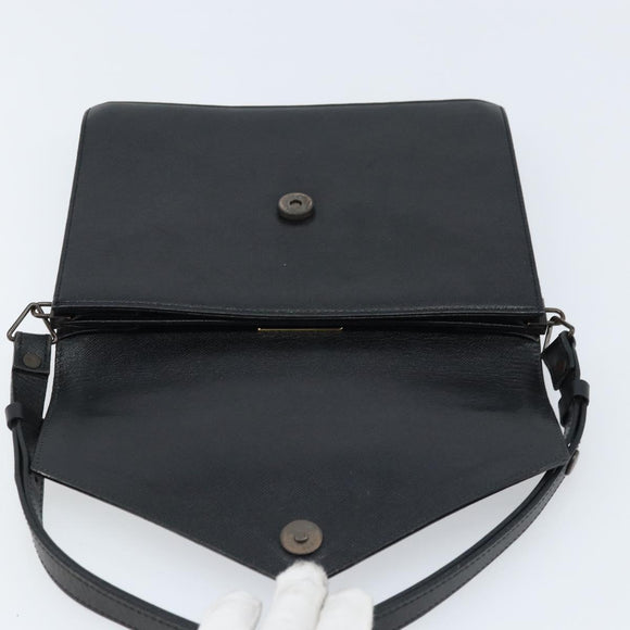 SAINT LAURENT Hand Bag Leather Black Auth 166862