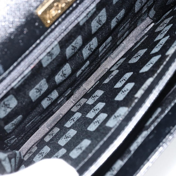 SAINT LAURENT Hand Bag Leather Black Auth 166862