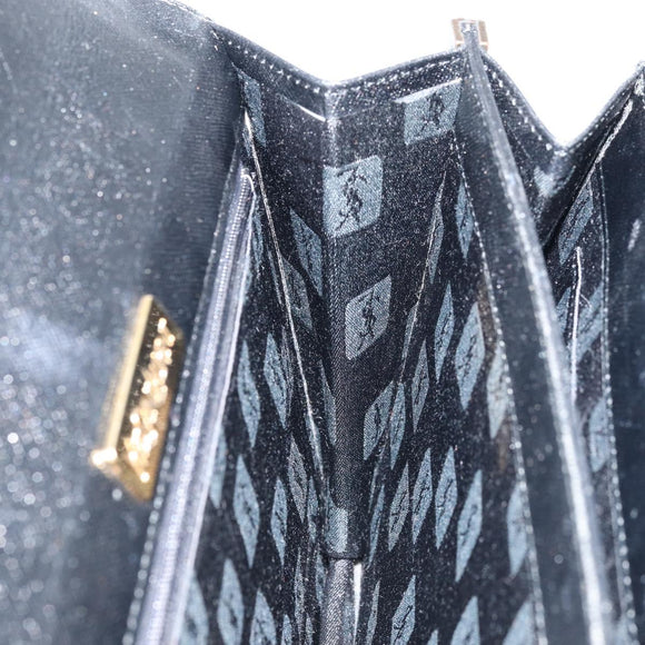 SAINT LAURENT Hand Bag Leather Black Auth 166862