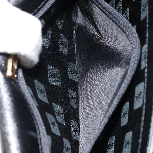 SAINT LAURENT Hand Bag Leather Black Auth 166862